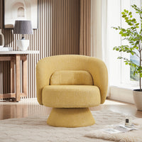 360 Degree Swivel Sherpa Accent Chair Modern Style Barrel Chair With Toss Pillows For Home Office, Living Room, Bedroom, Yellow Yellow Primary Living Space Foam Fabric