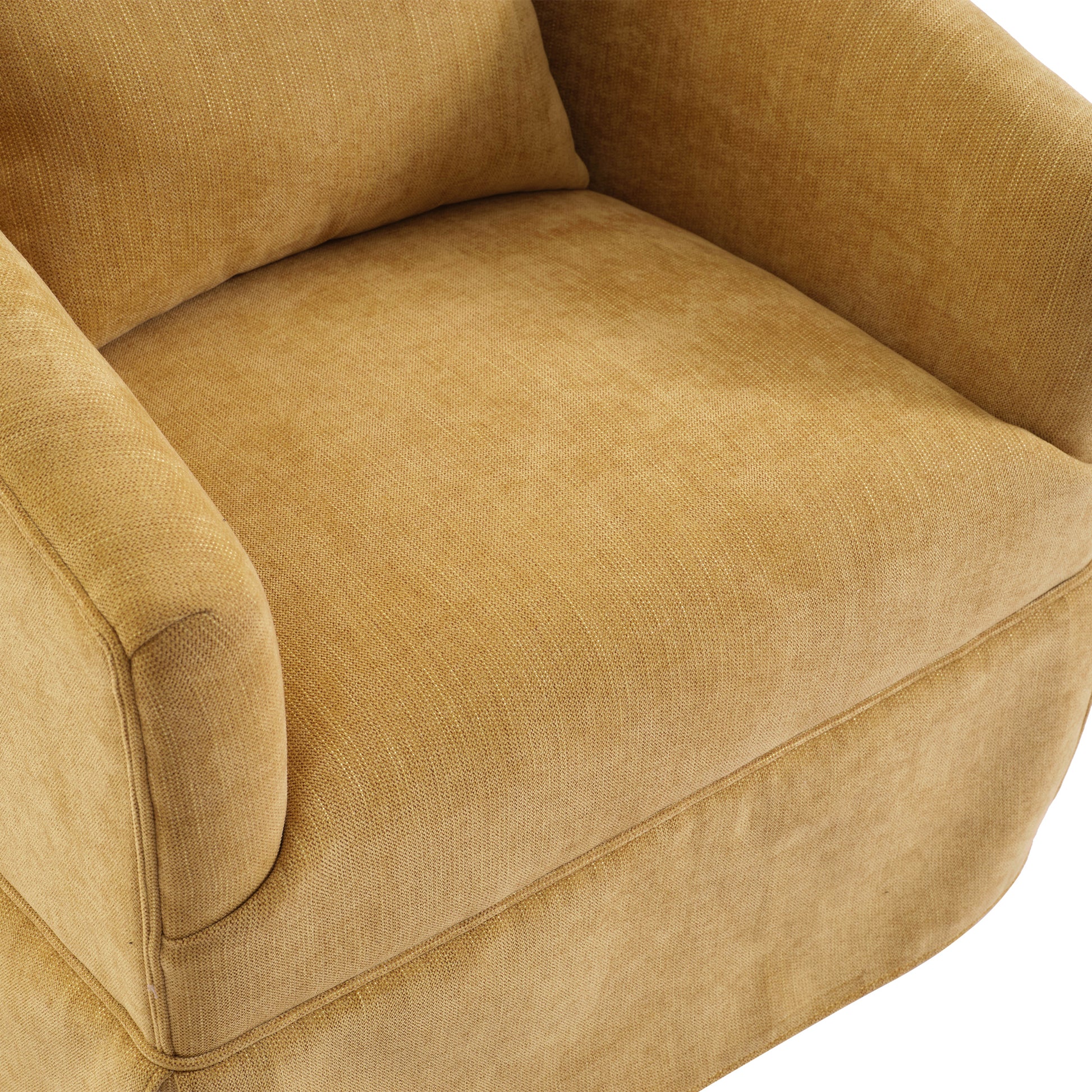 360 Degree Swivel Accent Armchair Linen Blend Musted Yellow Mustard Yellow Upholstered