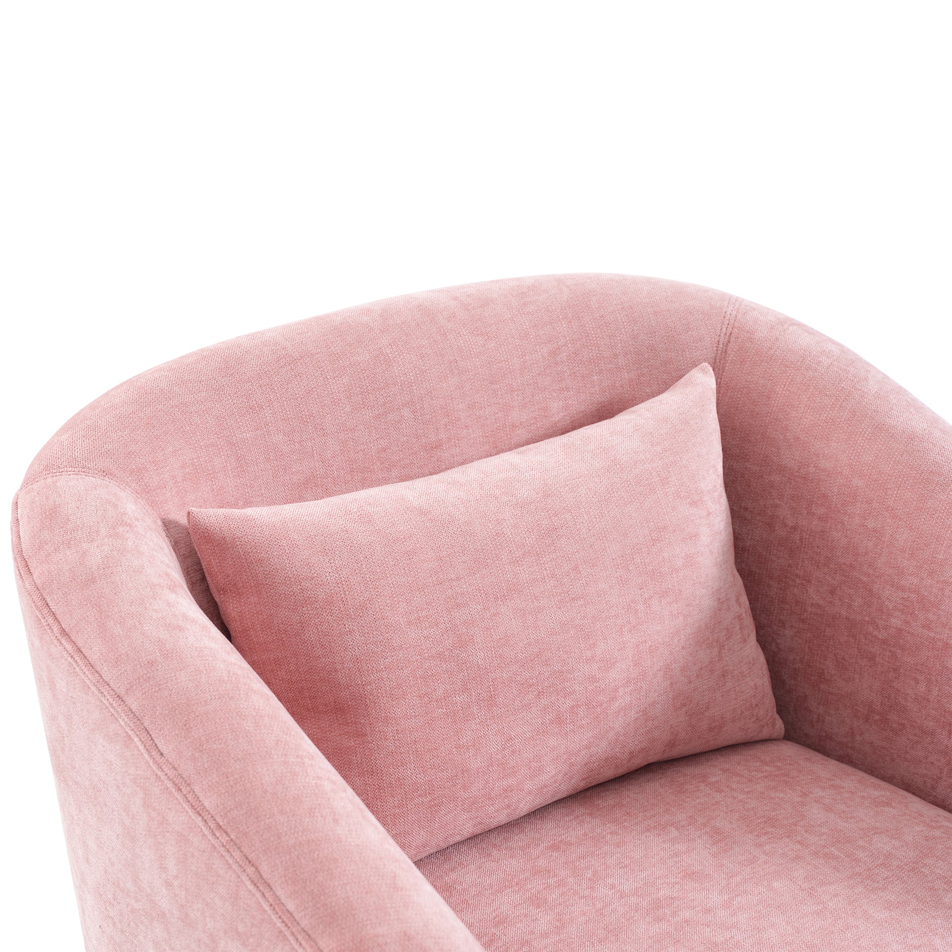 360 Degree Swivel Accent Armchair Linen Blend Pink Pink Upholstered