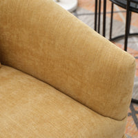 360 Degree Swivel Accent Armchair Linen Blend Musted Yellow Mustard Yellow Upholstered