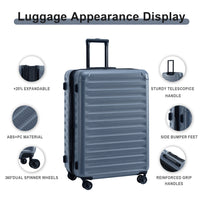 Luggage Sets Model Expandable Abs Pc 3 Piece Sets With Spinner Wheels Lightweight Tsa Lock 20 24 28 , Steel Gray Steel Gray Abs Pc