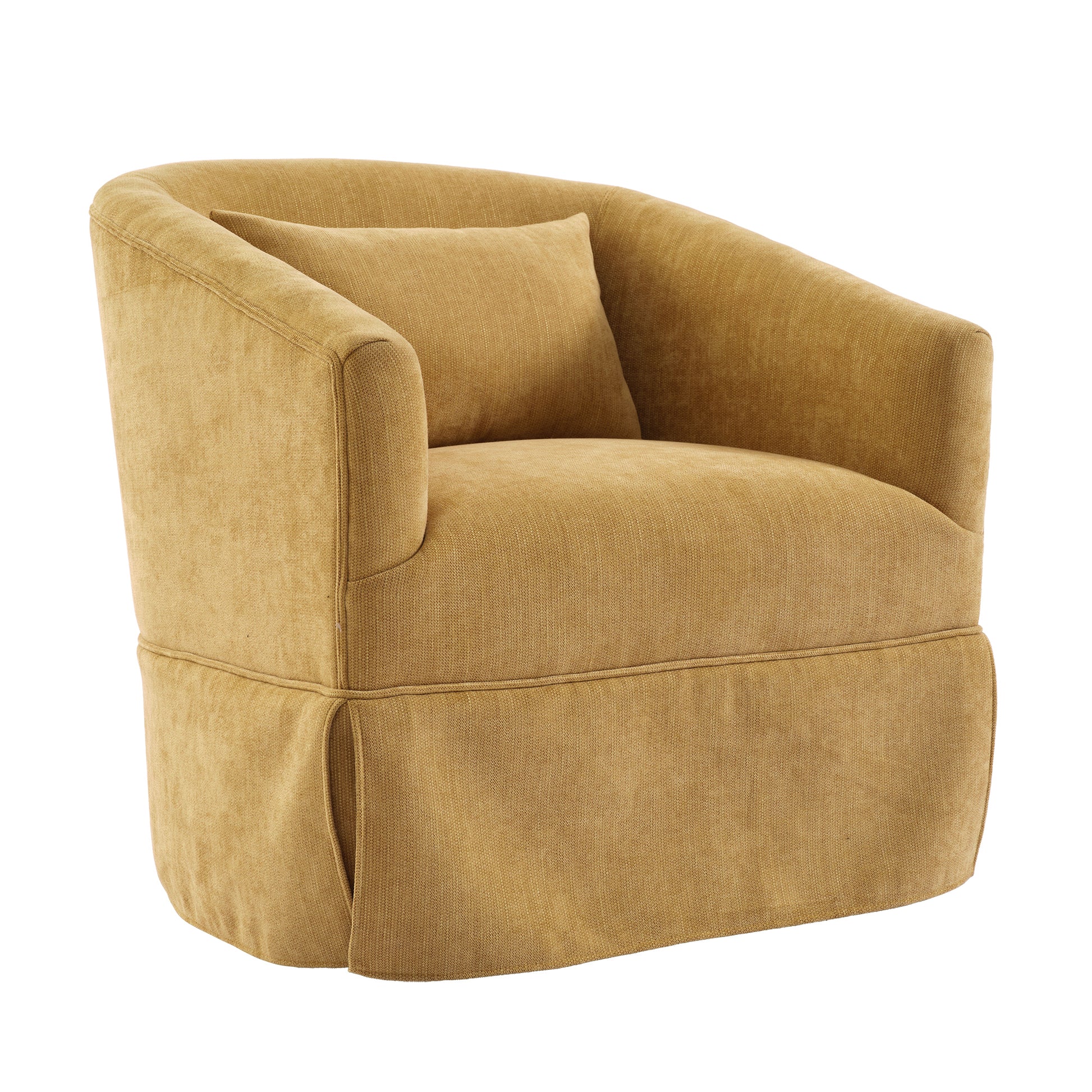 360 Degree Swivel Accent Armchair Linen Blend Musted Yellow Mustard Yellow Upholstered