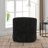 360 Degree Swivel Accent Armchair Linen Blend Black Black Upholstered