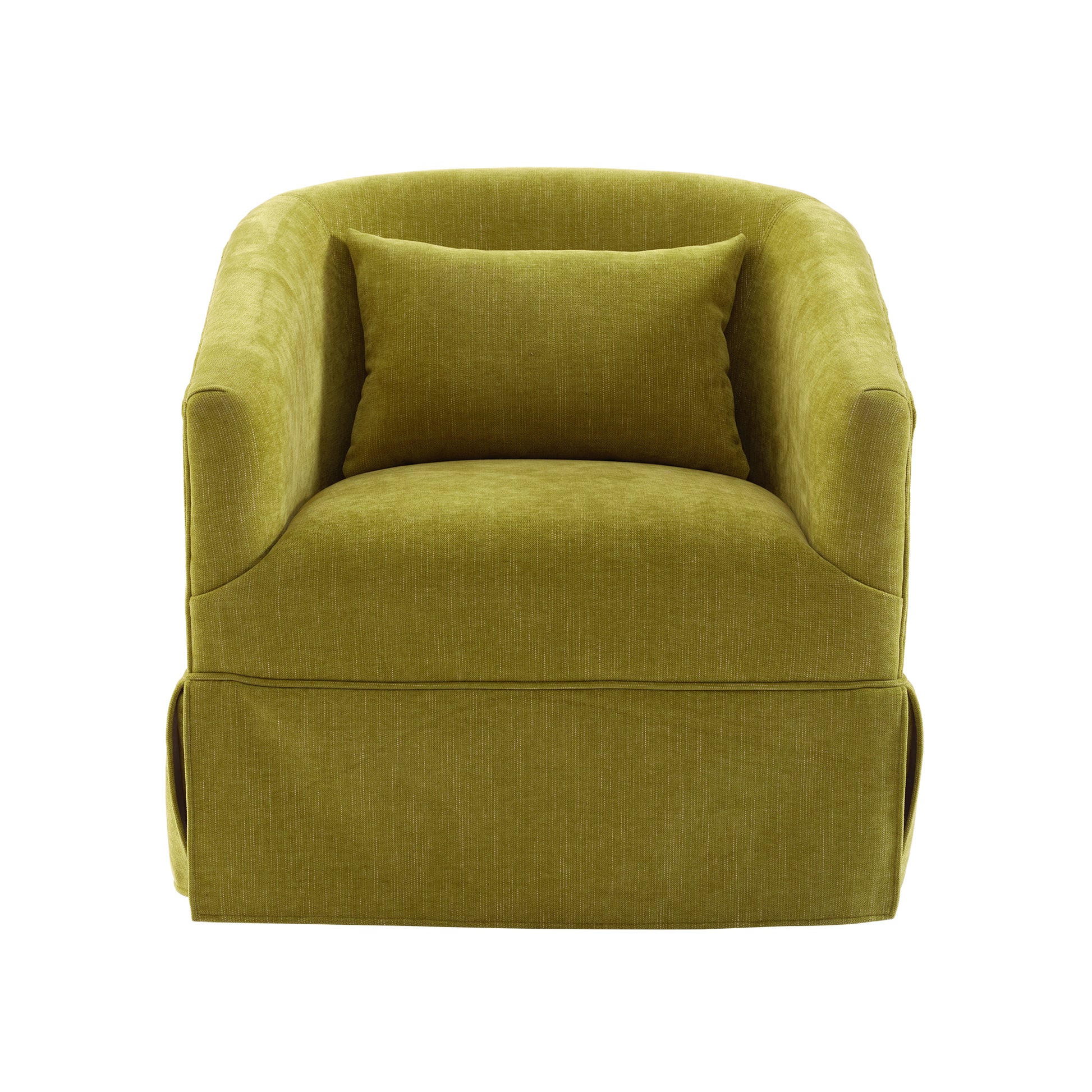 360 Degree Swivel Accent Armchair Linen Blend Fruit Green Olive Green Upholstered