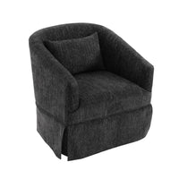 360 Degree Swivel Accent Armchair Linen Blend Black Black Upholstered