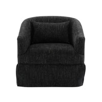 360 Degree Swivel Accent Armchair Linen Blend Black Black Upholstered