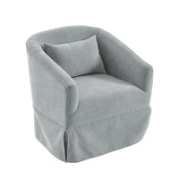 360 Degree Swivel Accent Armchair Linen Blend Orange Light Green Light Green Upholstered