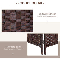 6' Tall Wicker Weave 3 Panel Room Divider Privacy Screen Brown Brown Wood