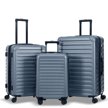 Luggage Sets Model Expandable Abs Pc 3 Piece Sets With Spinner Wheels Lightweight Tsa Lock 20 24 28 , Steel Gray Steel Gray Abs Pc