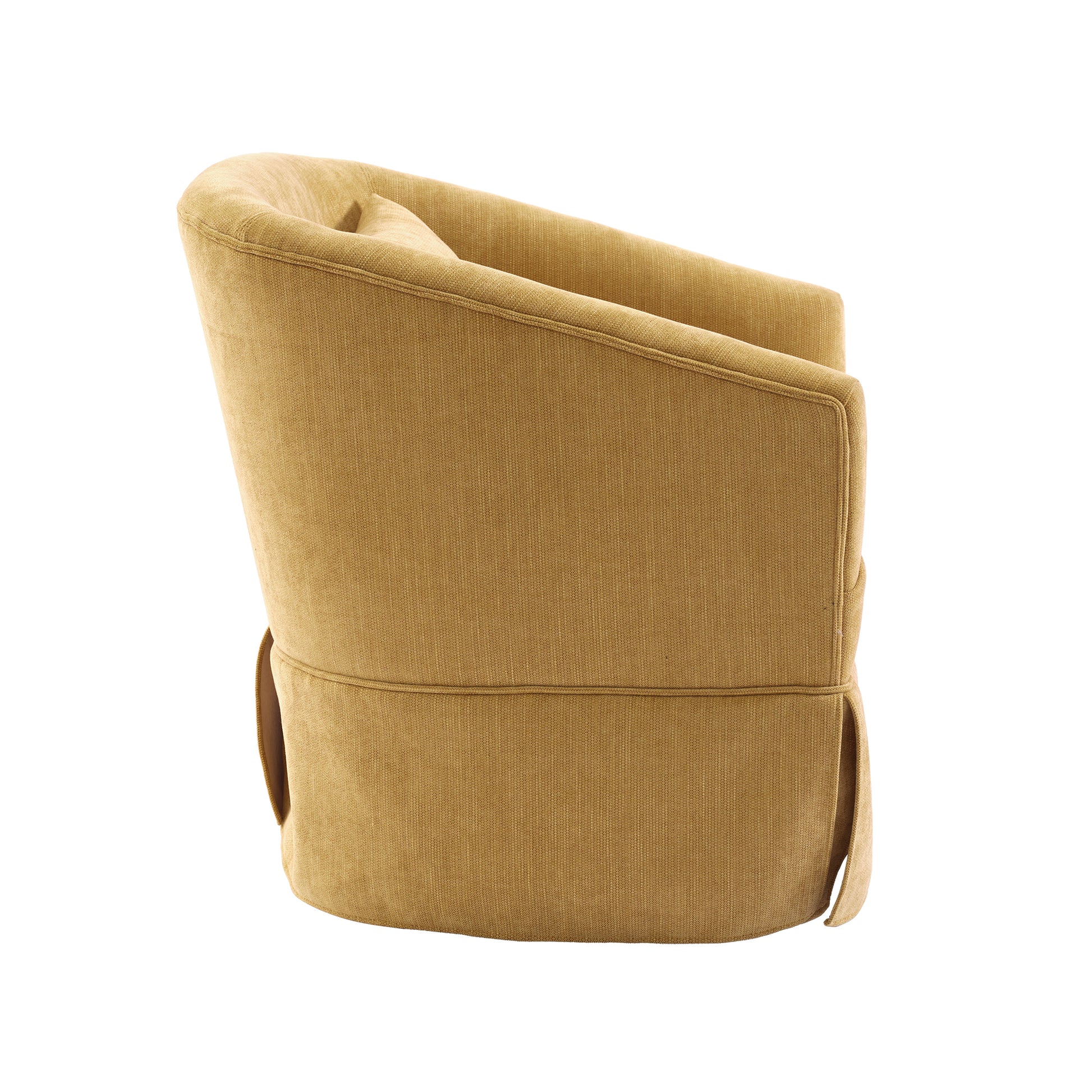 360 Degree Swivel Accent Armchair Linen Blend Musted Yellow Mustard Yellow Upholstered