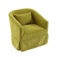 360 Degree Swivel Accent Armchair Linen Blend Fruit Green Olive Green Upholstered