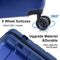 Luggage Sets Abs Pc Hardshell 3Pcs Clearance Luggage Hardside Lightweight Durable Suitcase Sets Spinner Wheels Suitcase With Tsa Lock 20 24 28 , Blue Blue Abs Pc