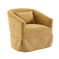 360 Degree Swivel Accent Armchair Linen Blend Musted Yellow Mustard Yellow Upholstered