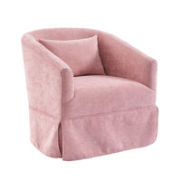 360 Degree Swivel Accent Armchair Linen Blend Pink Pink Upholstered