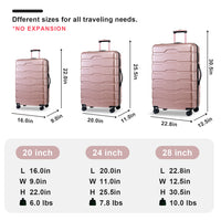 Luggage Sets Abs Pc Hardshell 3Pcs Clearance Luggage Hardside Lightweight Durable Suitcase Sets Spinner Wheels Suitcase With Tsa Lock 20 24 28 , Rosegold Rose Gold Abs Pc