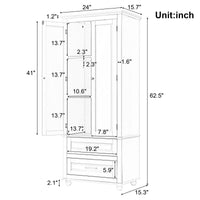 Tall Storage Cabinet With Two Drawers For Bathroom Office, White White Mdf