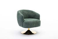 048 Chenille Fabric Accent Swivel Chair With Gold Metal Round Base,Green Green White Primary Living Space Modern Eucalyptus Foam Chenille