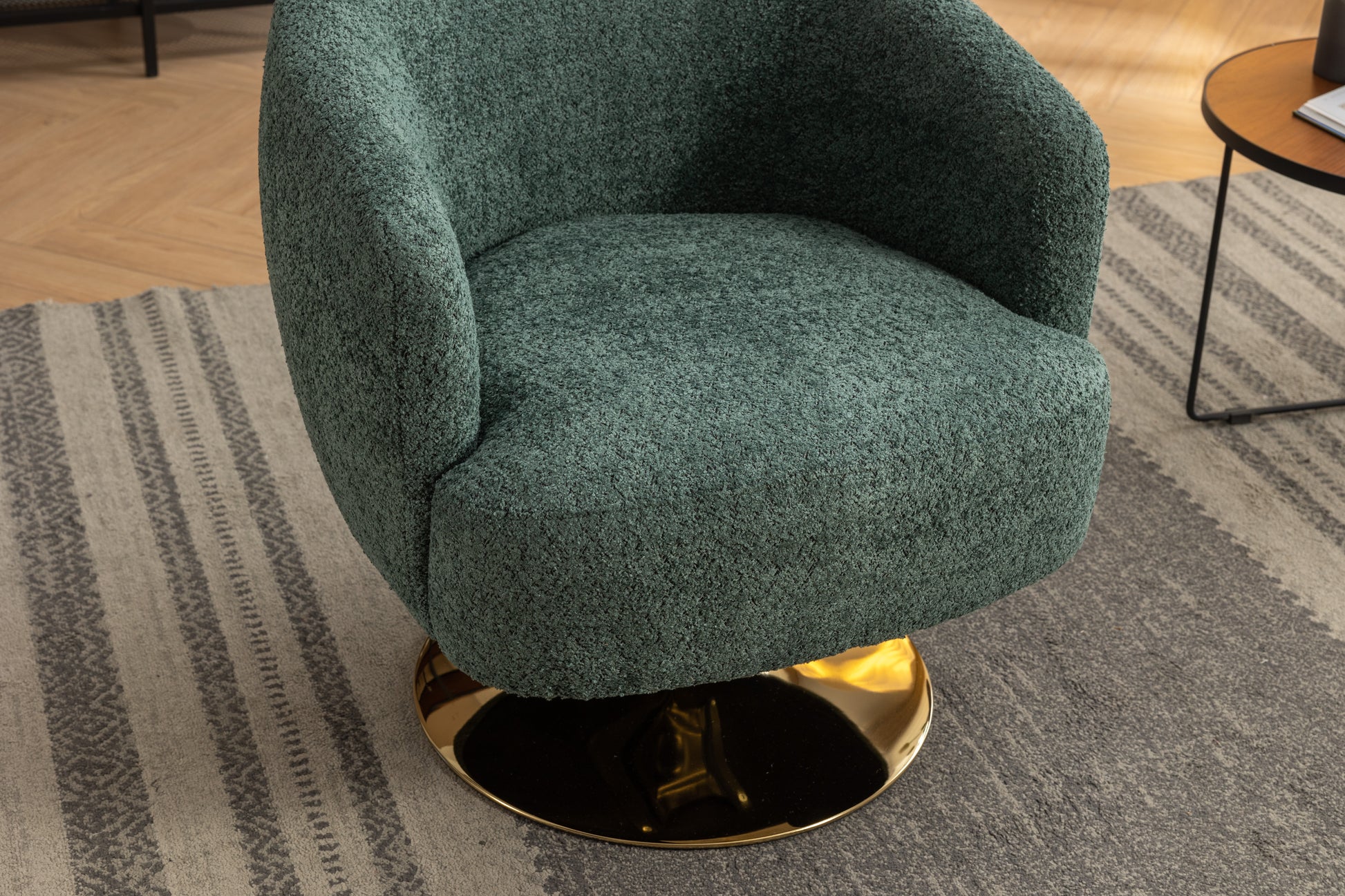 048 Chenille Fabric Accent Swivel Chair With Gold Metal Round Base,Green Green White Primary Living Space Modern Eucalyptus Foam Chenille