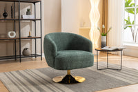 048 Chenille Fabric Accent Swivel Chair With Gold Metal Round Base,Green Green White Primary Living Space Modern Eucalyptus Foam Chenille