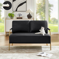 Small Sofa Seater Pet Friendly Fabric Upholstered Loveseat 2 Seater Couch With Removable Back Cushion And Metal Leg, Modern Couches For Small Spaces Living Room, Bedroom, Apartment, Black Black Fabric