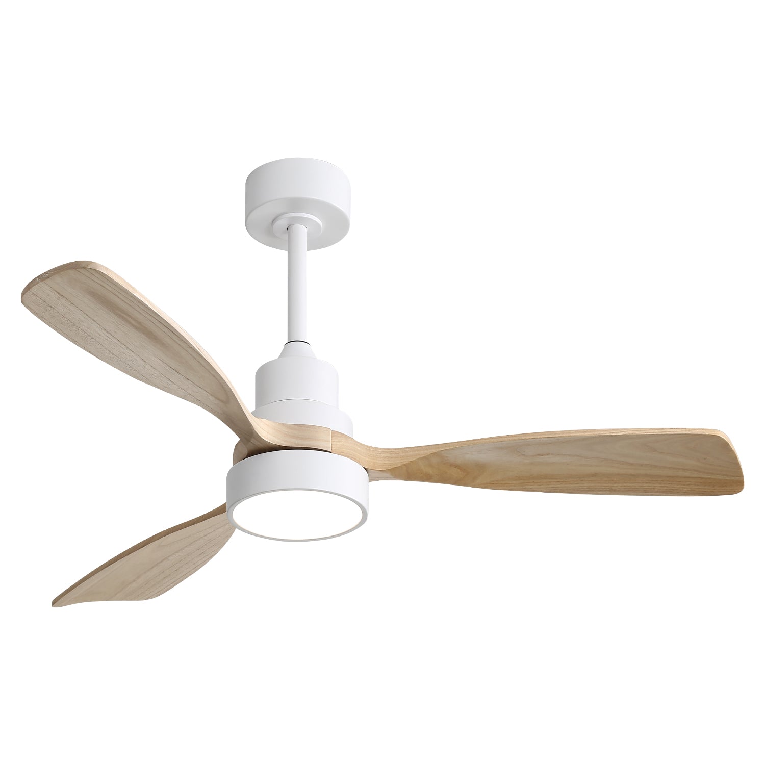 48 Inch Modern S 3 Wood Fan Blade Noiseless Reversible Motor Smart Remote Control White Metal & Wood