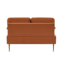 Small Sofa Seater Pet Friendly Fabric Upholstered Loveseat 2 Seater Couch With Removable Back Cushion And Metal Leg, Modern Couches For Small Spaces Living Room, Bedroom, Apartment, Brown Brown Fabric