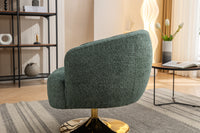 048 Chenille Fabric Accent Swivel Chair With Gold Metal Round Base,Green Green White Primary Living Space Modern Eucalyptus Foam Chenille