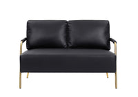 Small Sofa Seater Pet Friendly Fabric Upholstered Loveseat 2 Seater Couch With Removable Back Cushion And Metal Leg, Modern Couches For Small Spaces Living Room, Bedroom, Apartment, Black Black Fabric