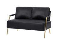 Small Sofa Seater Pet Friendly Fabric Upholstered Loveseat 2 Seater Couch With Removable Back Cushion And Metal Leg, Modern Couches For Small Spaces Living Room, Bedroom, Apartment, Black Black Fabric