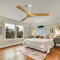 52 Inch Modern Ceiling Fan With 3 Abs Blades Remote Control Reversible Dc Motor Without Light For Living Room White Abs