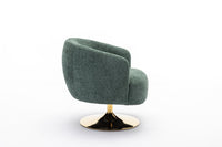 048 Chenille Fabric Accent Swivel Chair With Gold Metal Round Base,Green Green White Primary Living Space Modern Eucalyptus Foam Chenille