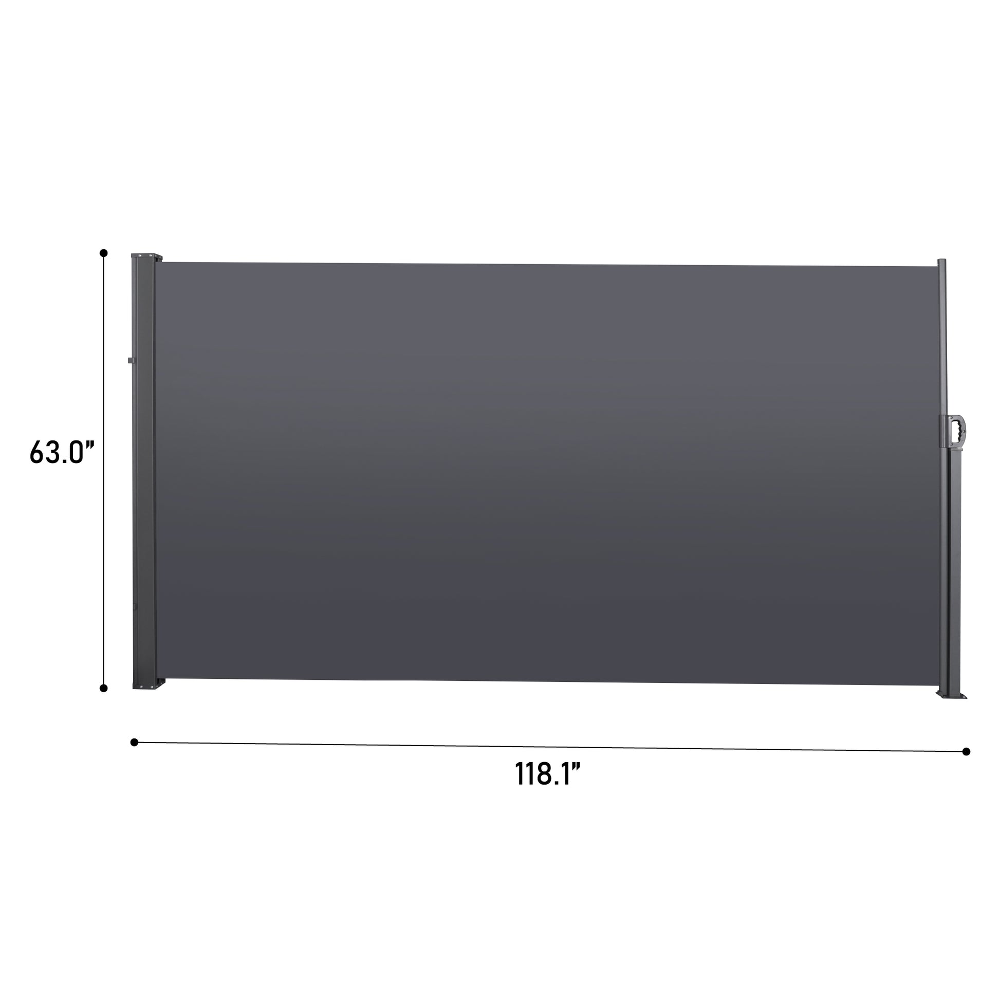 Retractable Side Screen Awning, Uv Resistant, Waterproof, Patio Privacy Screen For Garden, Balcony, Courtyard Dark Grey , 118.1" X 62.99" Grey Rectangular No Foundation Needed Manual Uv Resistant Canopies Polyester Metal