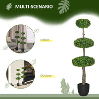 Homcom Set Of 2 Artificial Boxwood Topiary Trees In Pots, 43.25" Artificial Plants Faux Trees For Home Office, Living Room Decor, Indoor & Outdoor Green Cement
