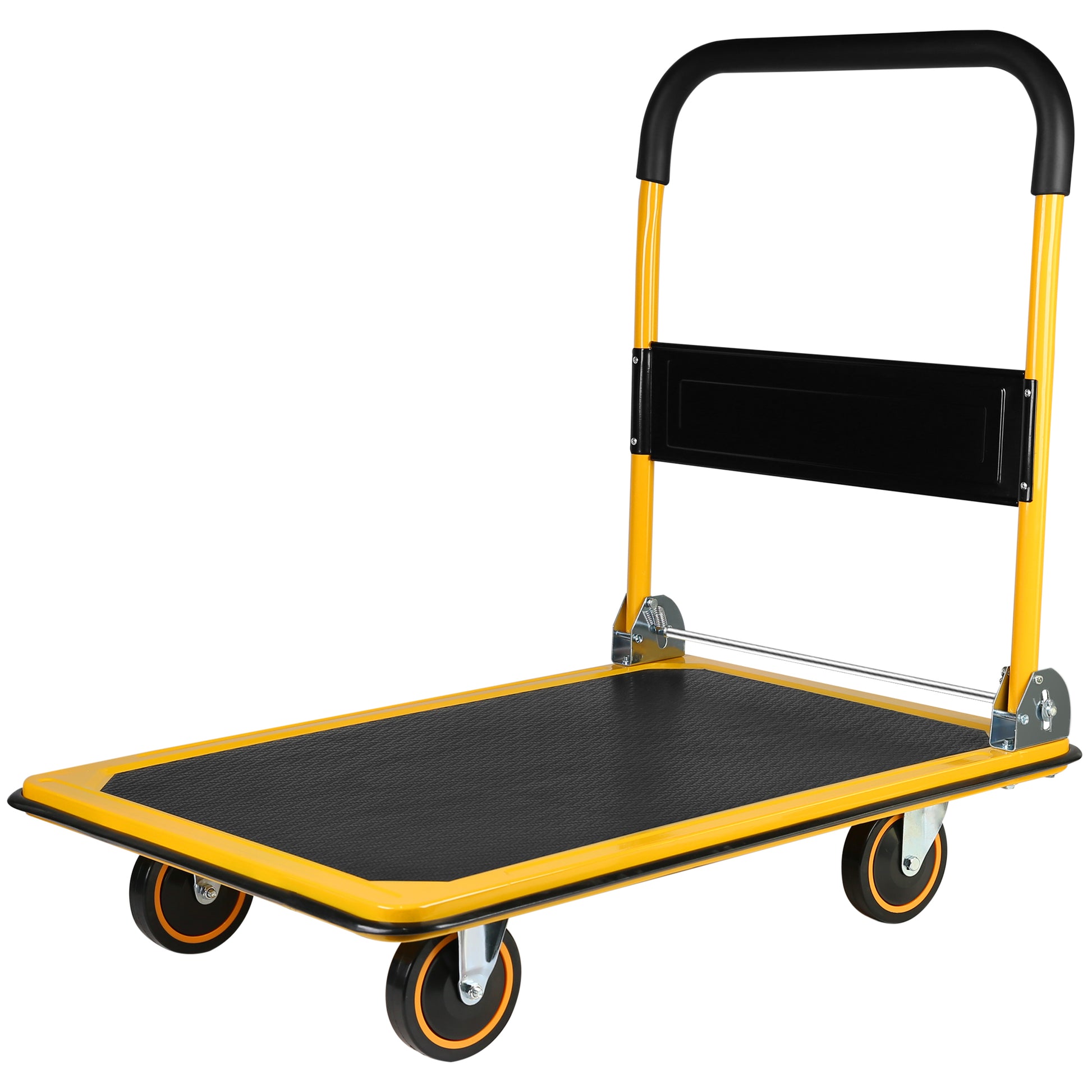 Platform Truck Hand Truck Large Size Foldable Dolly Cart For Moving Easy Storage And 360 Degree Swivel Wheels 660Lbs Weight Capacity Yellow Steel