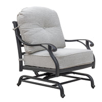 Stylish Outdoor Patio Aluminum Motion Club Chairs With Cushion, Set Of 2, Sandstorm Antique Gray Aluminium