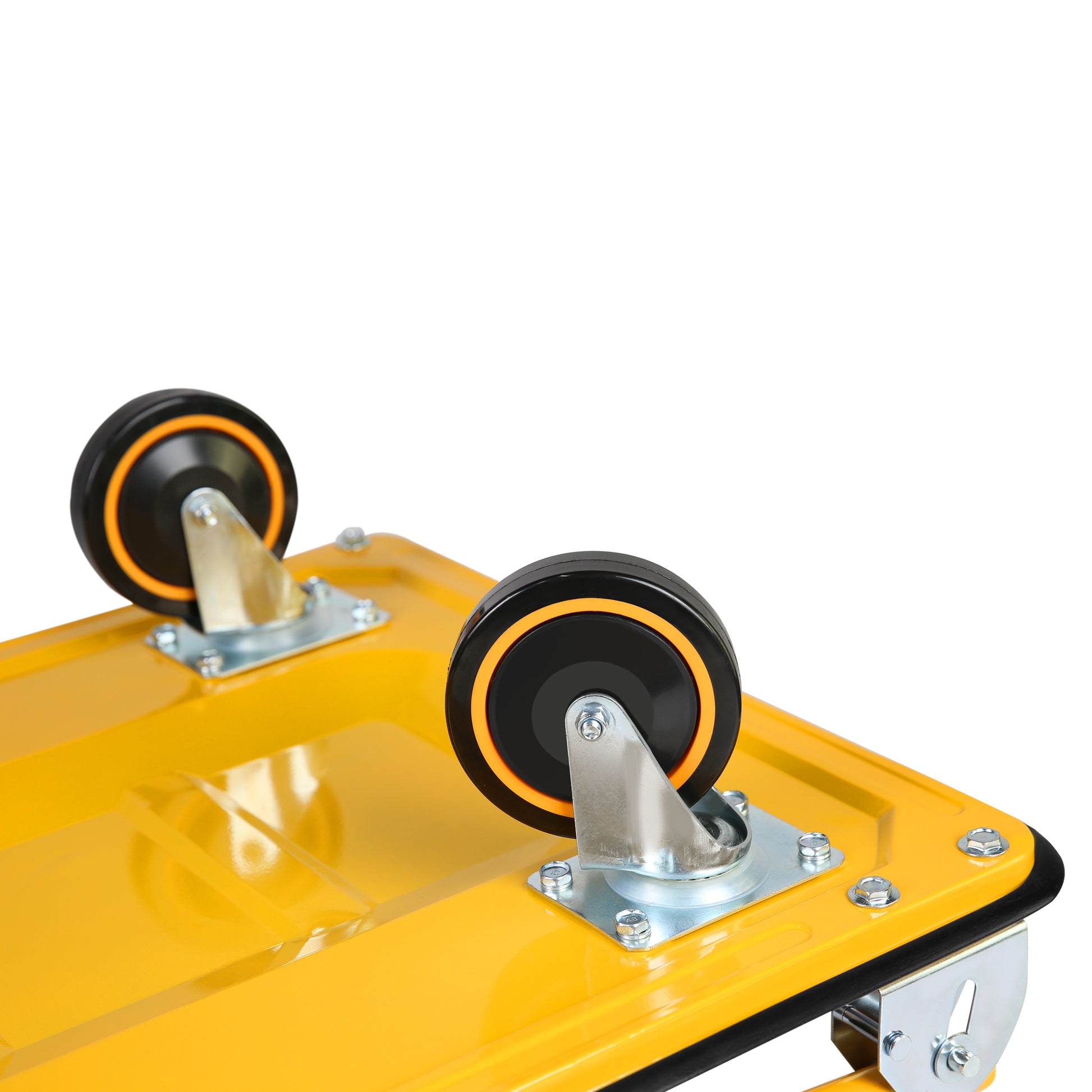 Platform Truck Hand Truck Large Size Foldable Dolly Cart For Moving Easy Storage And 360 Degree Swivel Wheels 660Lbs Weight Capacity Yellow Steel