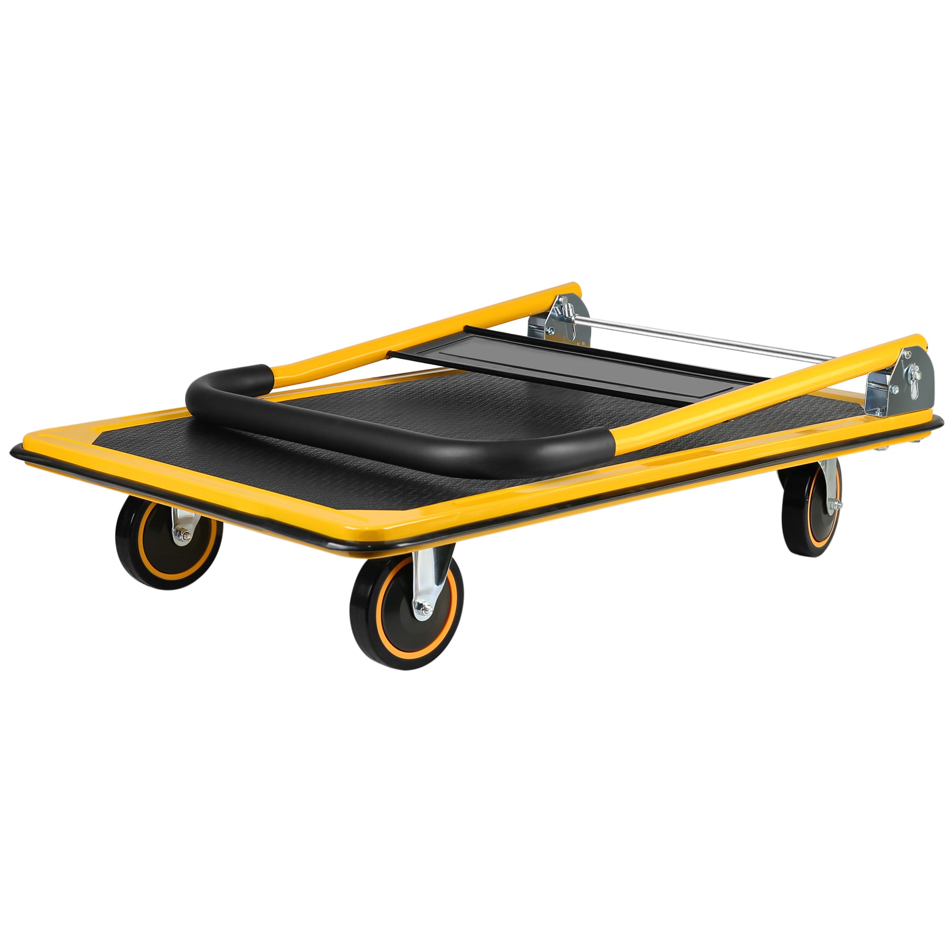Platform Truck Hand Truck Large Size Foldable Dolly Cart For Moving Easy Storage And 360 Degree Swivel Wheels 660Lbs Weight Capacity Yellow Steel