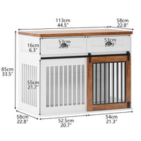 Heavy Duty Furniture Style Dog Cage Wooden Dog Cage Double Door Dog Cage Side Cabinet Dog Cage Dog Crate 44 1 2"W *23"D *33 1 4"H White Walnut Particle Board