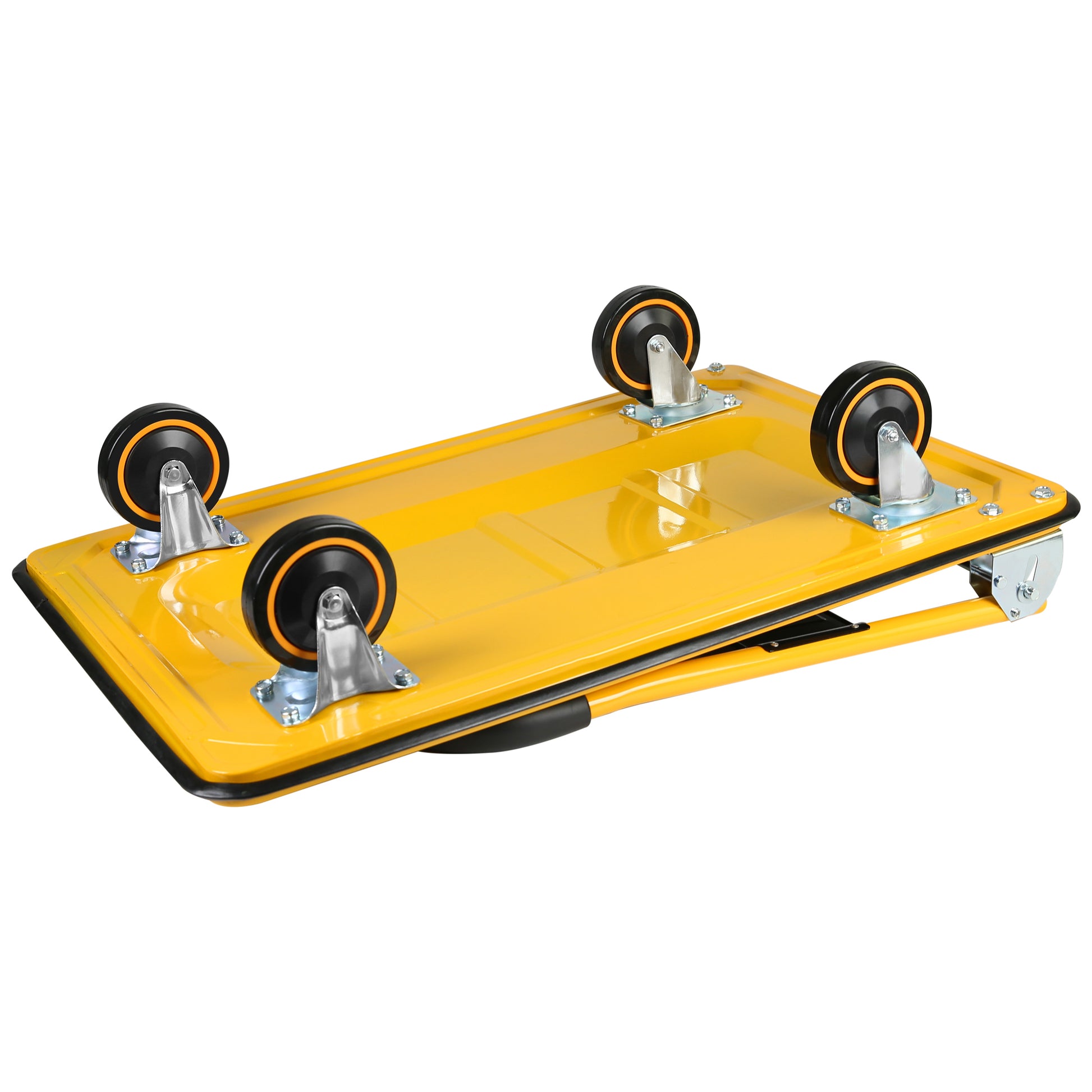 Platform Truck Hand Truck Large Size Foldable Dolly Cart For Moving Easy Storage And 360 Degree Swivel Wheels 660Lbs Weight Capacity Yellow Steel