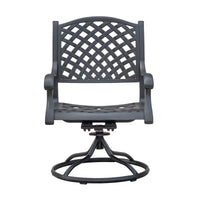 Durable Outdoor Dining Swivel Rockers With Cushions, Set Of 2, Sandstorm Antique Gray Aluminium