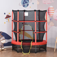 5Ft Kids Trampoline With Enclosure Net, Springless Design, Safety Pad And Steel Frame For Indoor Outdoor, Toddler Round Bouncer For Age 3 To 6 Years Red Brick Red Metal