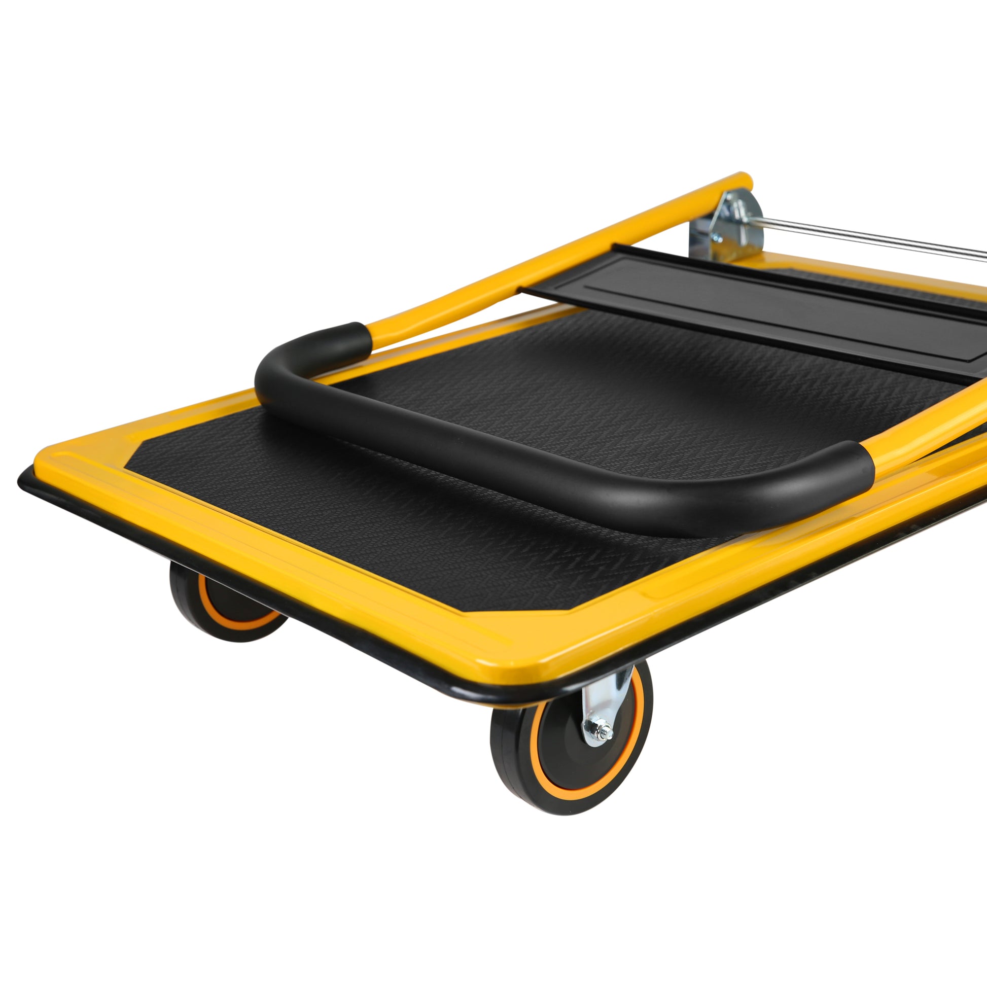 Platform Truck Hand Truck Large Size Foldable Dolly Cart For Moving Easy Storage And 360 Degree Swivel Wheels 660Lbs Weight Capacity Yellow Steel