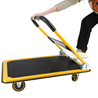 Platform Truck Hand Truck Large Size Foldable Dolly Cart For Moving Easy Storage And 360 Degree Swivel Wheels 660Lbs Weight Capacity Yellow Steel
