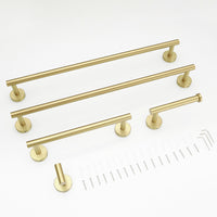 5 Pieces Brushed Nickel Gold Bathroom Accessories Set, Stainless Steel Bathroom Hardware Set, Bath Towel Bar Set, Towel Racks For Bathroom Wall Mounted. Brushed Gold Bathroom Classic,Industrial,Modern Stainless Steel