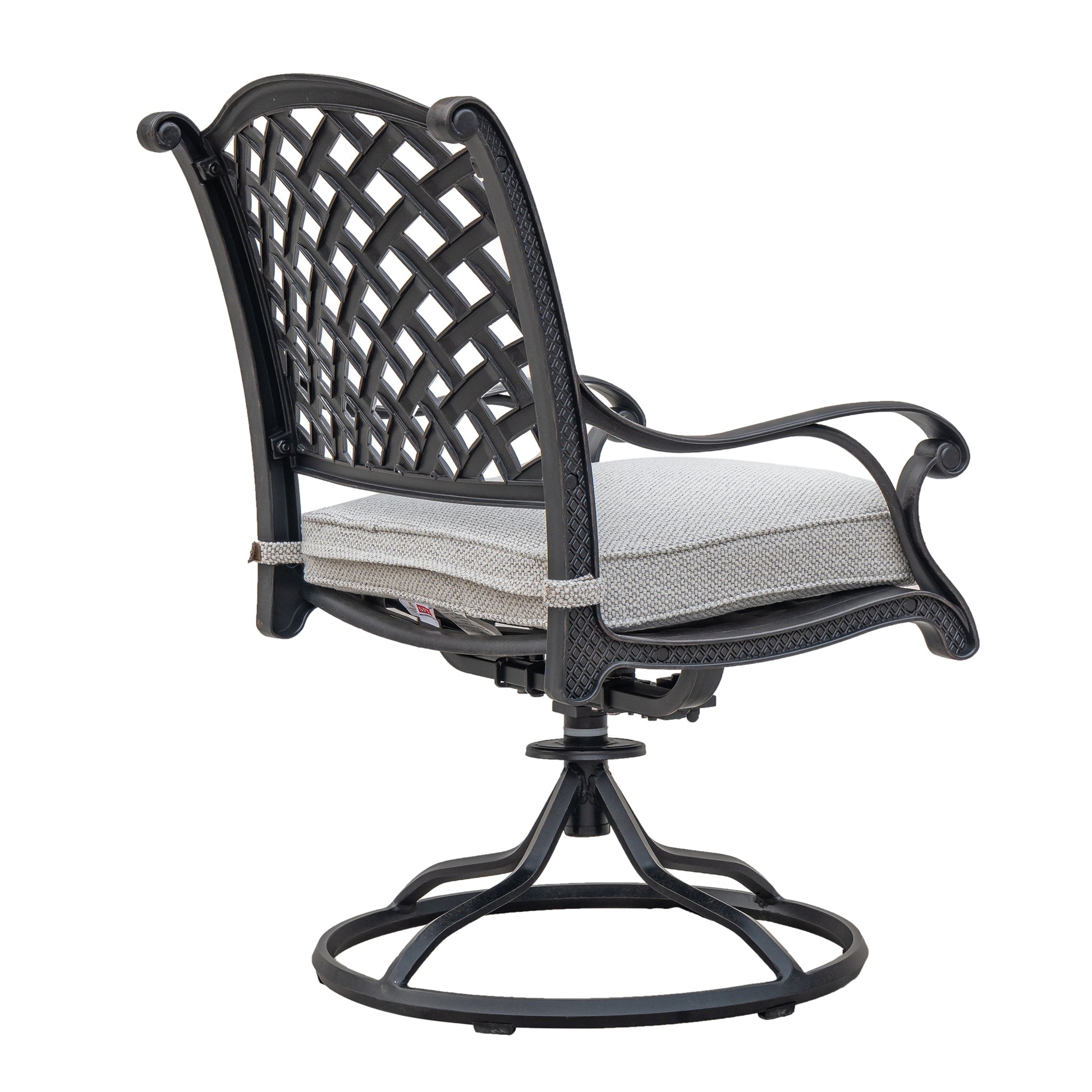 Durable Outdoor Dining Swivel Rockers With Cushions, Set Of 2, Sandstorm Antique Gray Aluminium