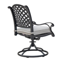 Durable Outdoor Dining Swivel Rockers With Cushions, Set Of 2, Sandstorm Antique Gray Aluminium