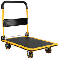 Platform Truck Hand Truck Large Size Foldable Dolly Cart For Moving Easy Storage And 360 Degree Swivel Wheels 660Lbs Weight Capacity Yellow Steel