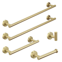 5 Pieces Brushed Nickel Gold Bathroom Accessories Set, Stainless Steel Bathroom Hardware Set, Bath Towel Bar Set, Towel Racks For Bathroom Wall Mounted. Brushed Gold Bathroom Classic,Industrial,Modern Stainless Steel