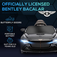 Aosom Bentley Bacalar Licensed Kids Ride On Car With Butterfly Doors, 12V Electric Car For Kids With Remote Control, Suspension System, Horn, Music, Lights, Black Black Steel