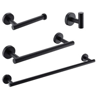 4 Pieces Matte Black Bathroom Accessories Set, Stainless Steel Bathroom Hardware Set, Bath Towel Bar Set, Towel Racks For Bathroom Wall Mounted. Black Bathroom Antique,Classic,Industrial,Modern Stainless Steel